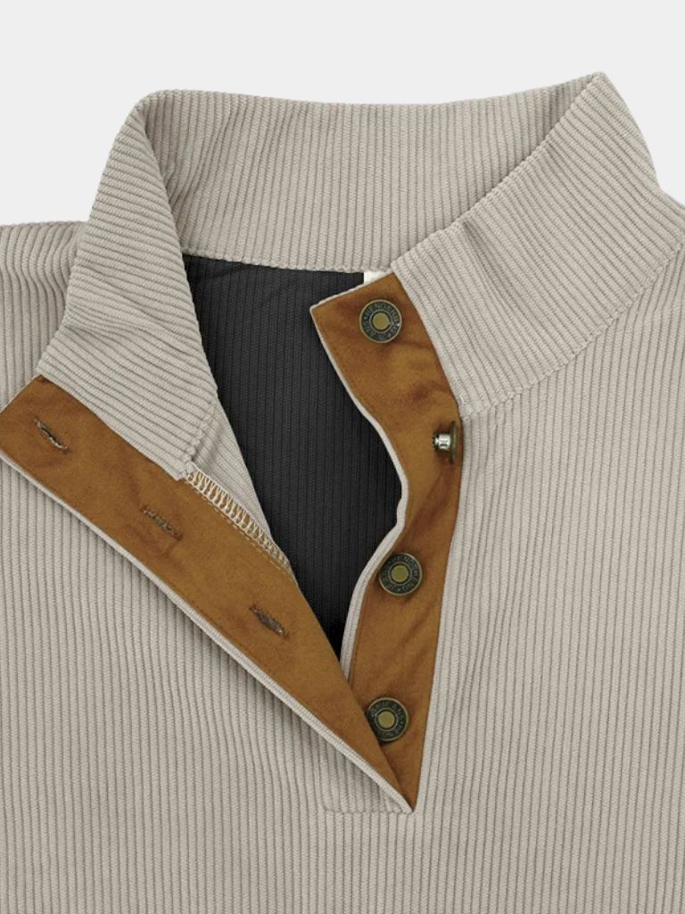 High Collar Corduroy Retro Pullover - Westlane