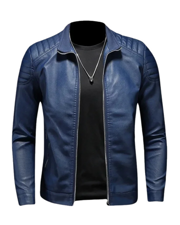 Stand Collar Leather Jacket